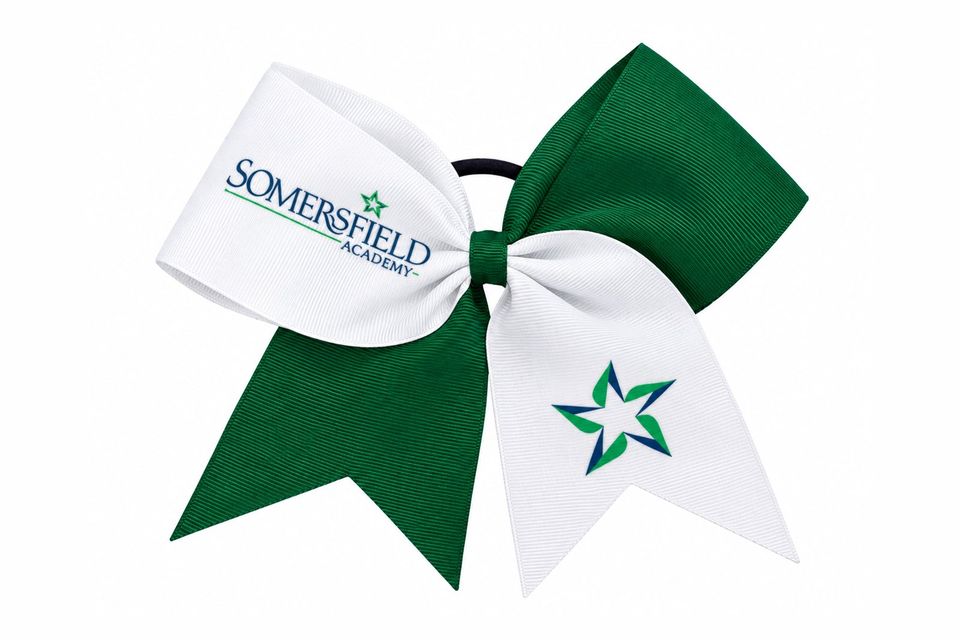 Green and white Somersfield hair bow