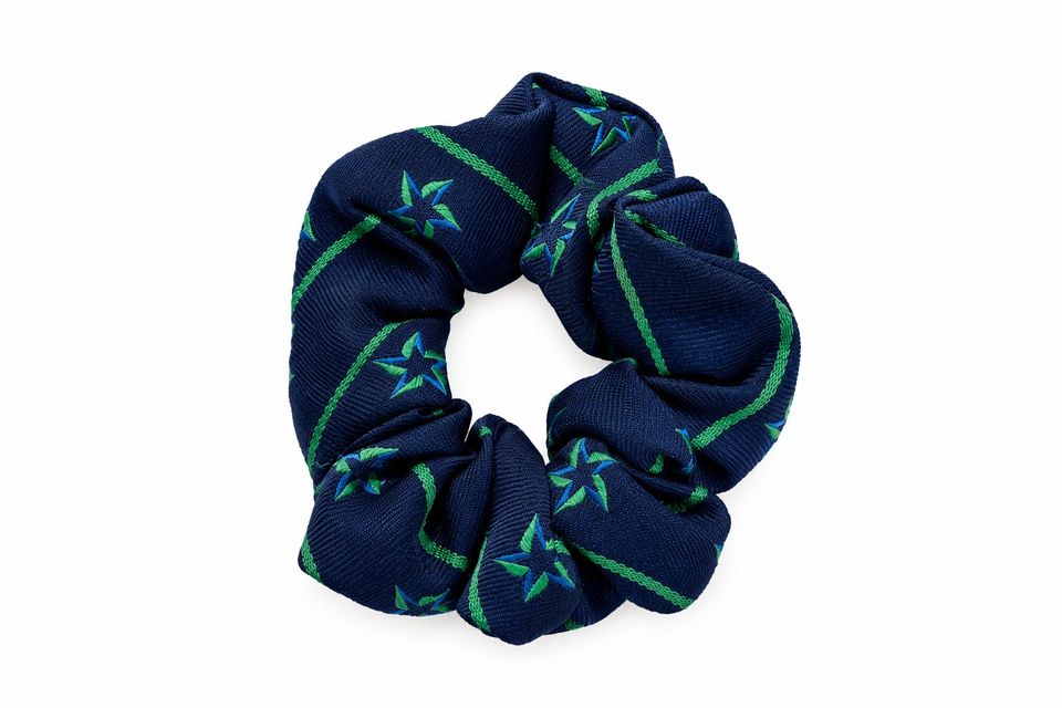 Navy scrunchie with green Somersfield stars