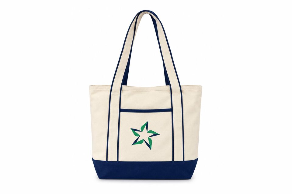 Canvas tote bag with navy trim and the Somersfield star